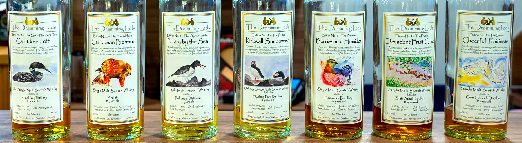 The Dramming Lads Birds Serie Bottles