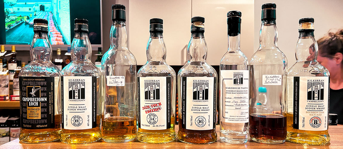 Kilkerran Whiskytasting Wülfrath, das line up klein
